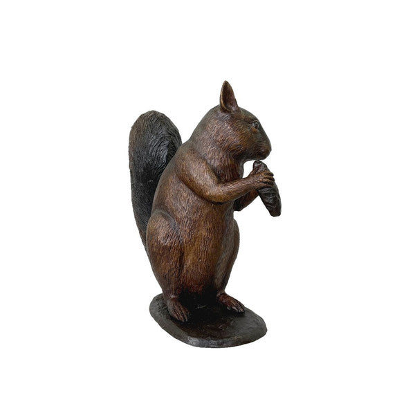 Squirrel with Holding Nut Bronze Statue Lifelike Life Size Sculptures