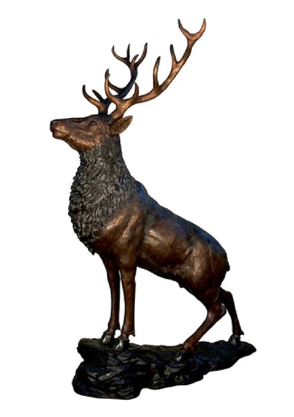 Elk on Rock Bronze Statue