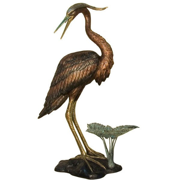 Heron Bronze Garden Water Fountain piped Large life size bird exotic