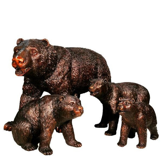 Bear family cubs bronze set sculptures statues quality garden statuary