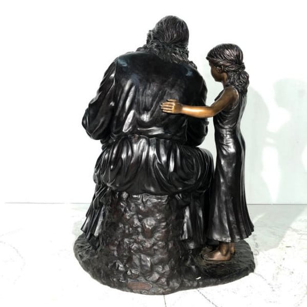 Jesus with Children Life Size Bronze Statue Christ Religious Garden Huge