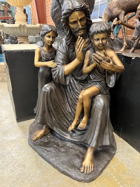 Jesus with Children Life Size Bronze Statue Blessing Sculpture Catholic