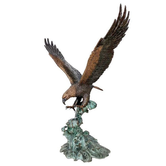 Bald Eagle on Waves Sculpture Bronze Statue great prices Wildlife Statues