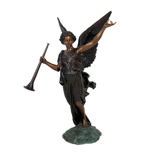 Gabrielle angel with trumpet life size bronze triumphant sculpture