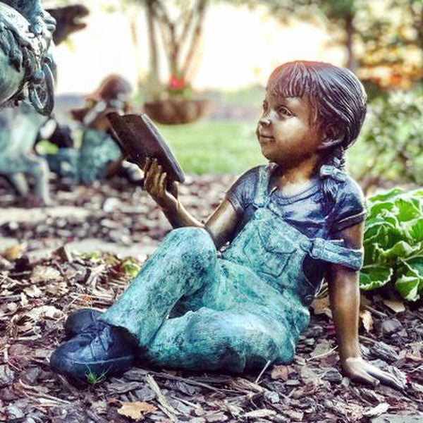 Bronze Girl Reading book garden sculpture quality statuary library artwork