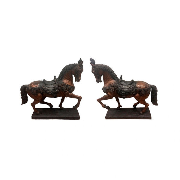 Spanish horses Bronze Roman statues pair set ornate decorative sculptures