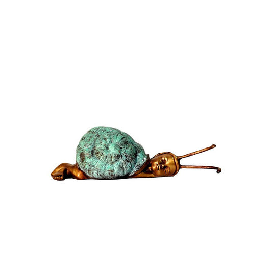 Snail baby sleeping in shell garden statue fantasy sculpture fairy