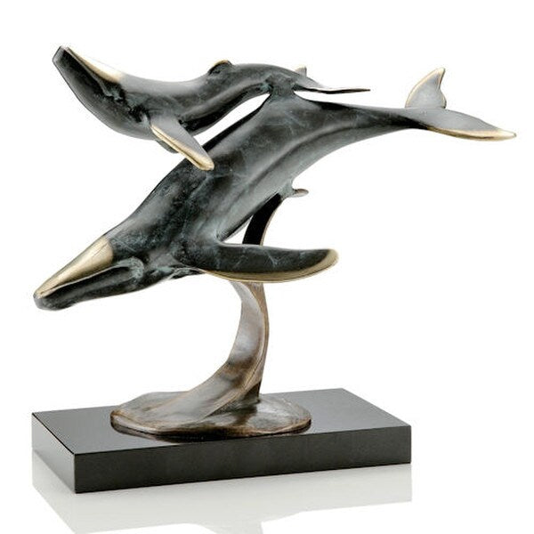 Whales Whale Song Brass Sculpture Marble Base High End Statuary
