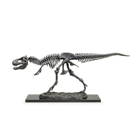 sculpture captures the skeletal structure of the Tyrannosaurus Rex with remarkable accuracy