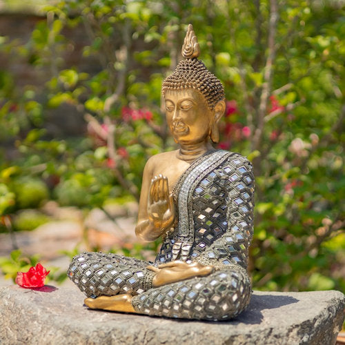 Buddha Statue with Diamond Mirror Accents