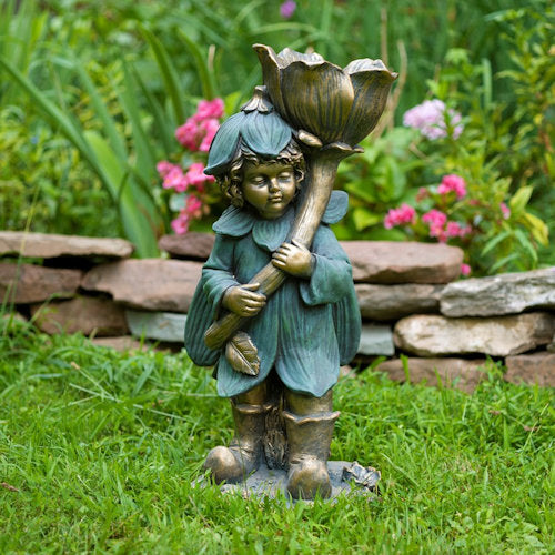 Fairy Holding Flower Sculpture 27.5" High