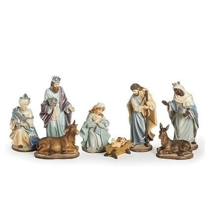 Heirloom Blue Nativity with Holy Family and Kings set for Christmas decorating