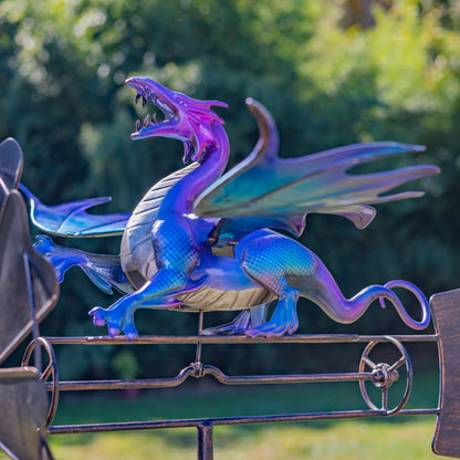 61.8" Iron Windmill with Flapping Iridescent Dragon & Weather Vane - angle 6