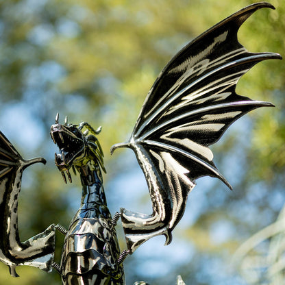 Tall Fantasy Dragon Wind Sculpture Outdoor Stake