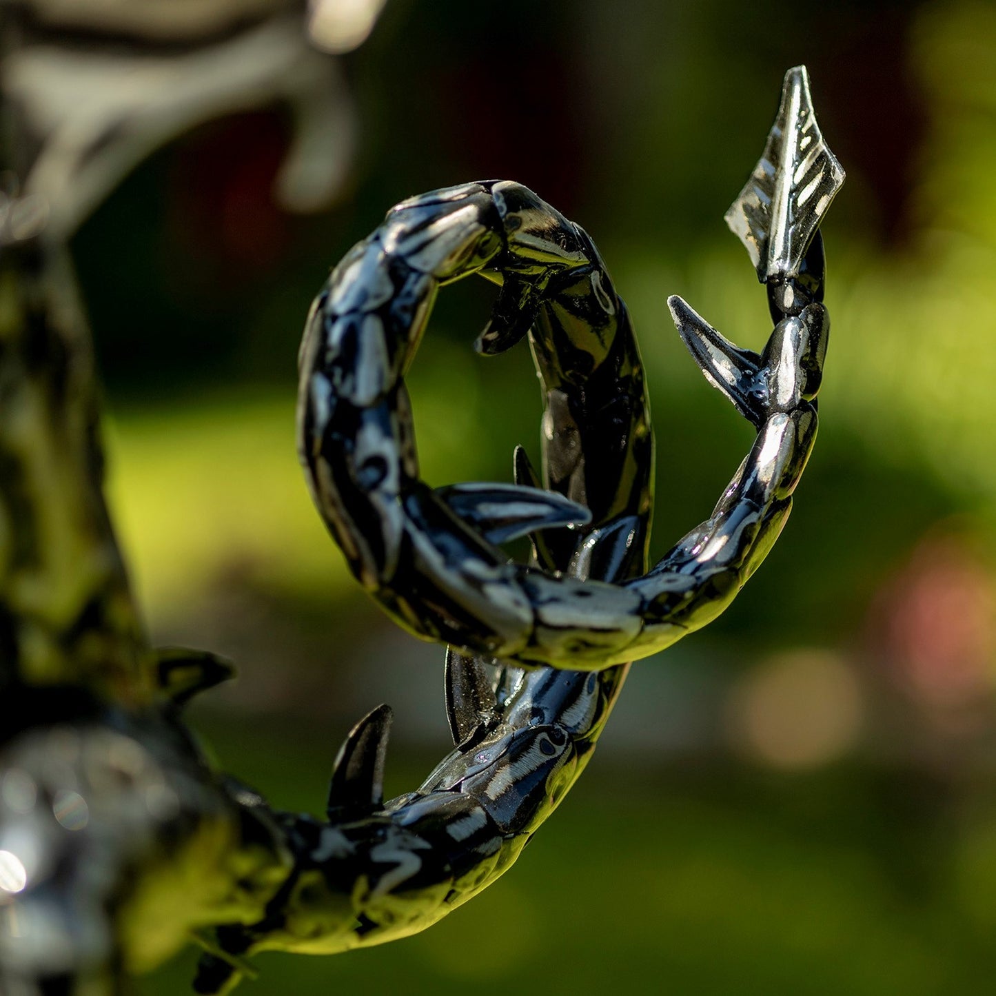 Dragon Wind Rocker Garden Art – Tail Up Design close up