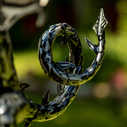 Dragon Wind Rocker Garden Art – Tail Up Design close up