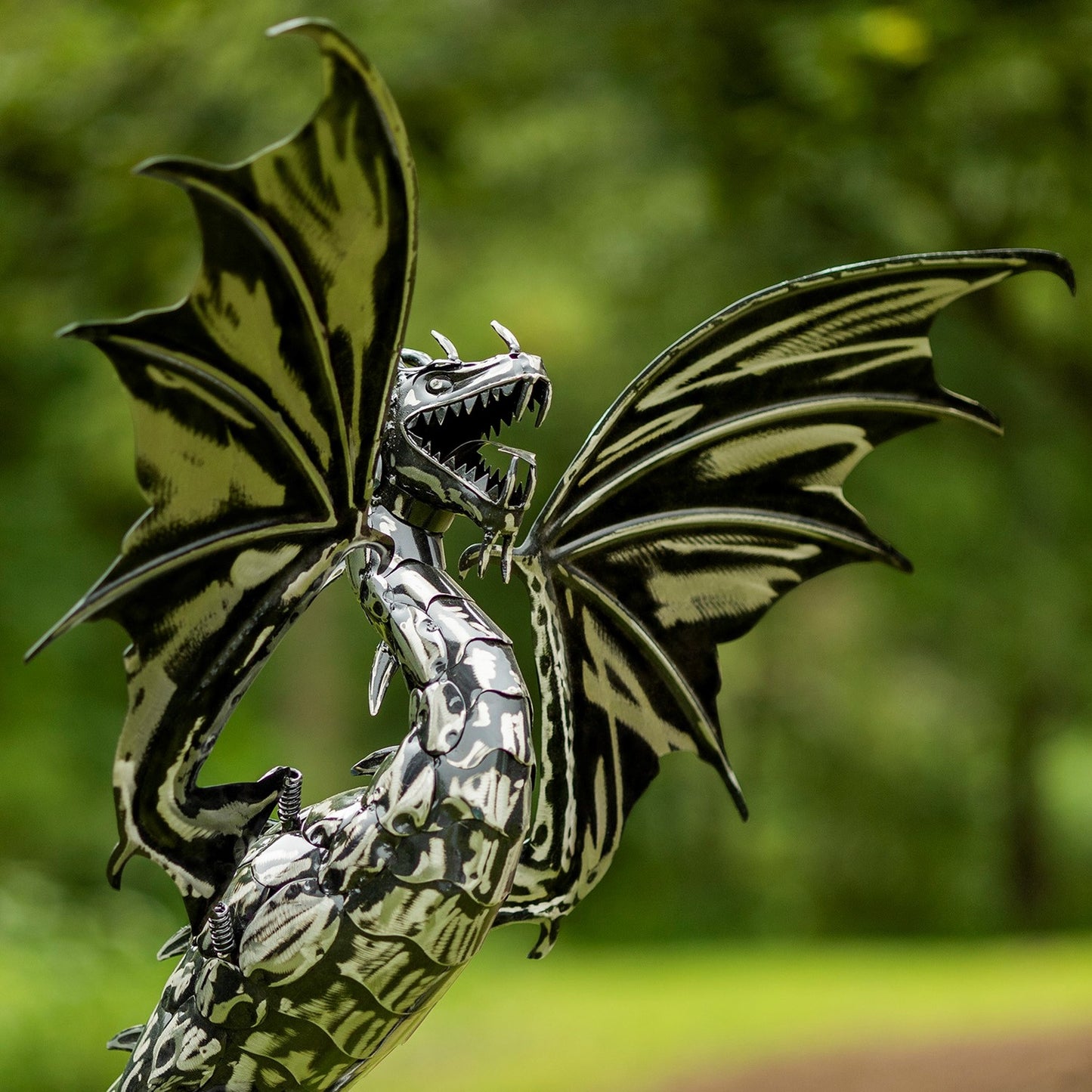 84.75" Tall Iron Dragon Swing Stake "Dayfyre" - angle 2
