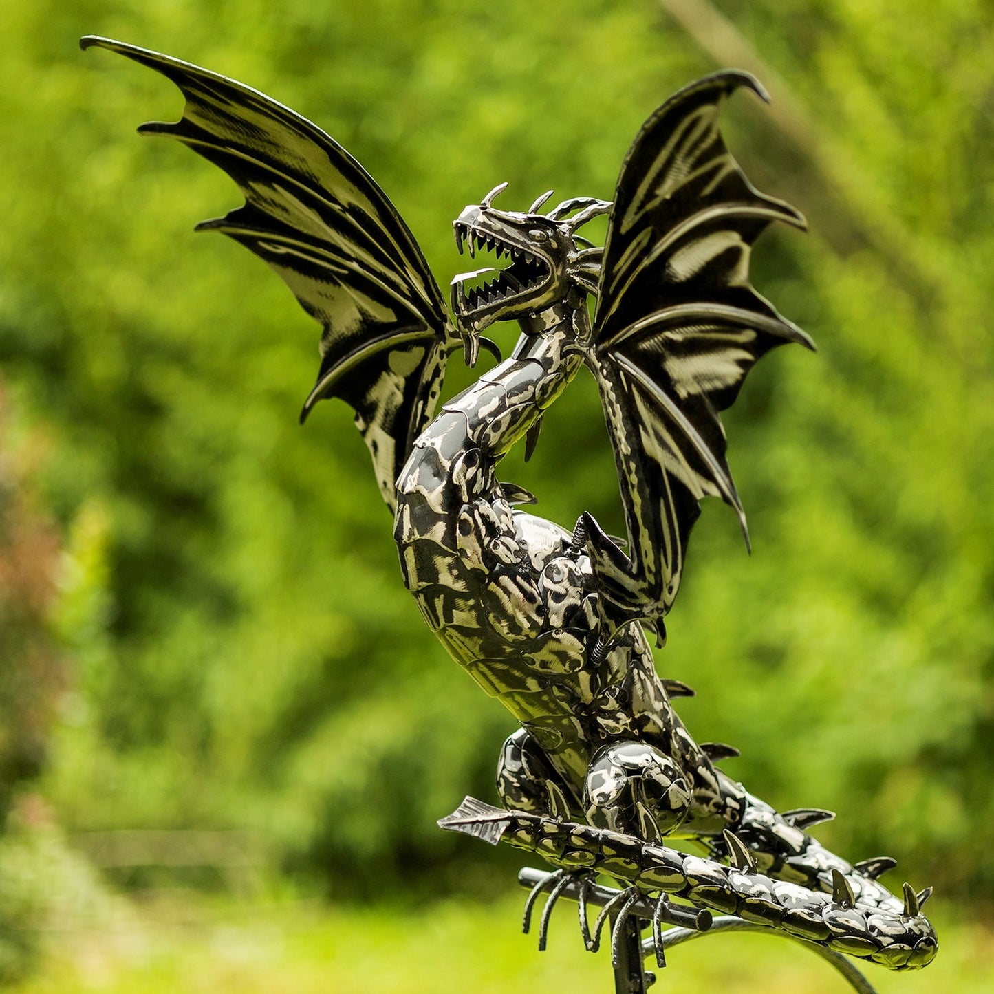 84.75" Tall Iron Dragon Swing Stake "Dayfyre" - angle 3