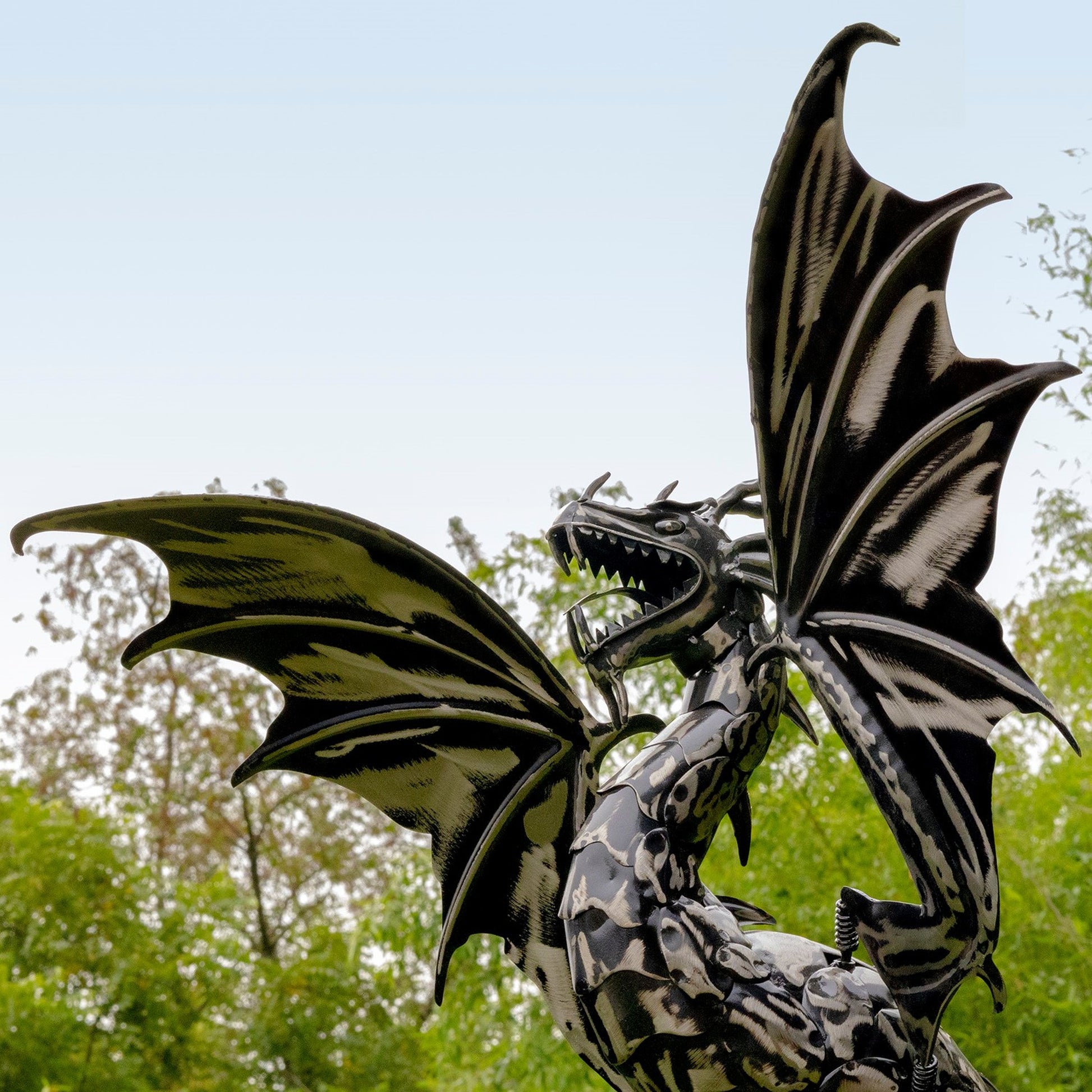 84.75" Tall Iron Dragon Swing Stake "Dayfyre" - angle 4