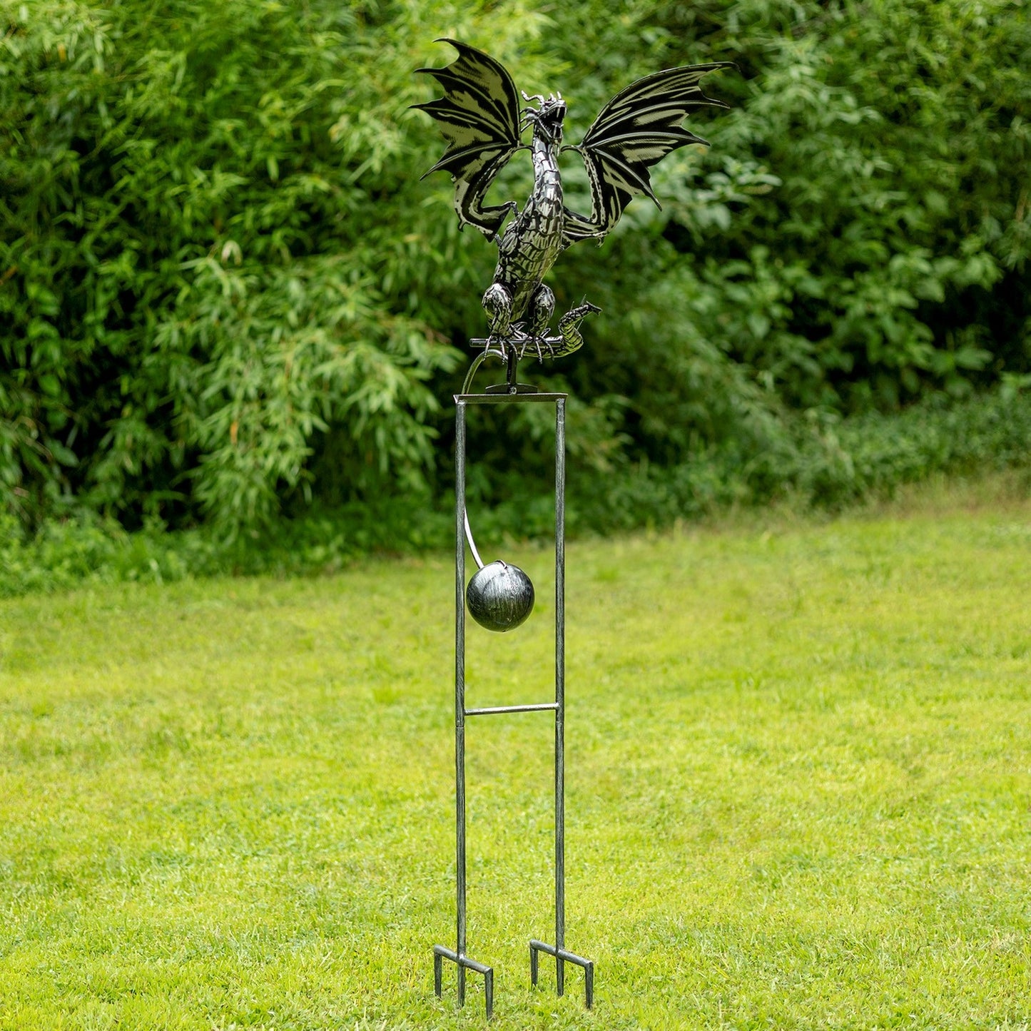 84.75" Tall Iron Dragon Swing Stake "Dayfyre" - angle 5