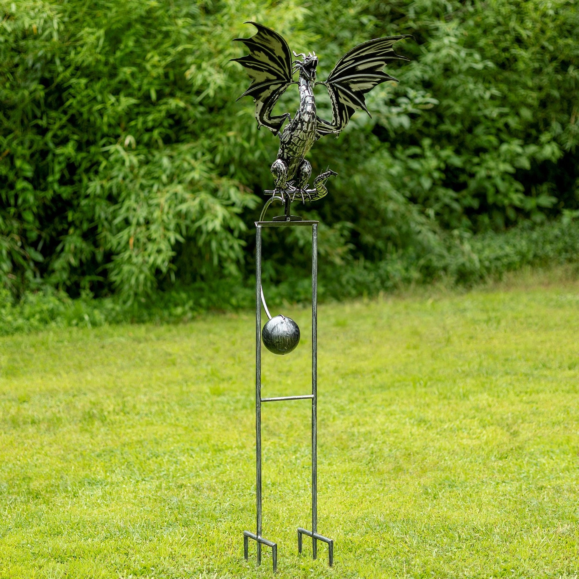 84.75" Tall Iron Dragon Swing Stake "Dayfyre" - angle 5