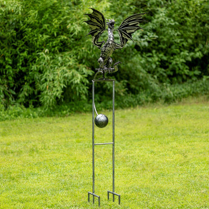 84.75" Tall Iron Dragon Swing Stake "Dayfyre" - angle 5