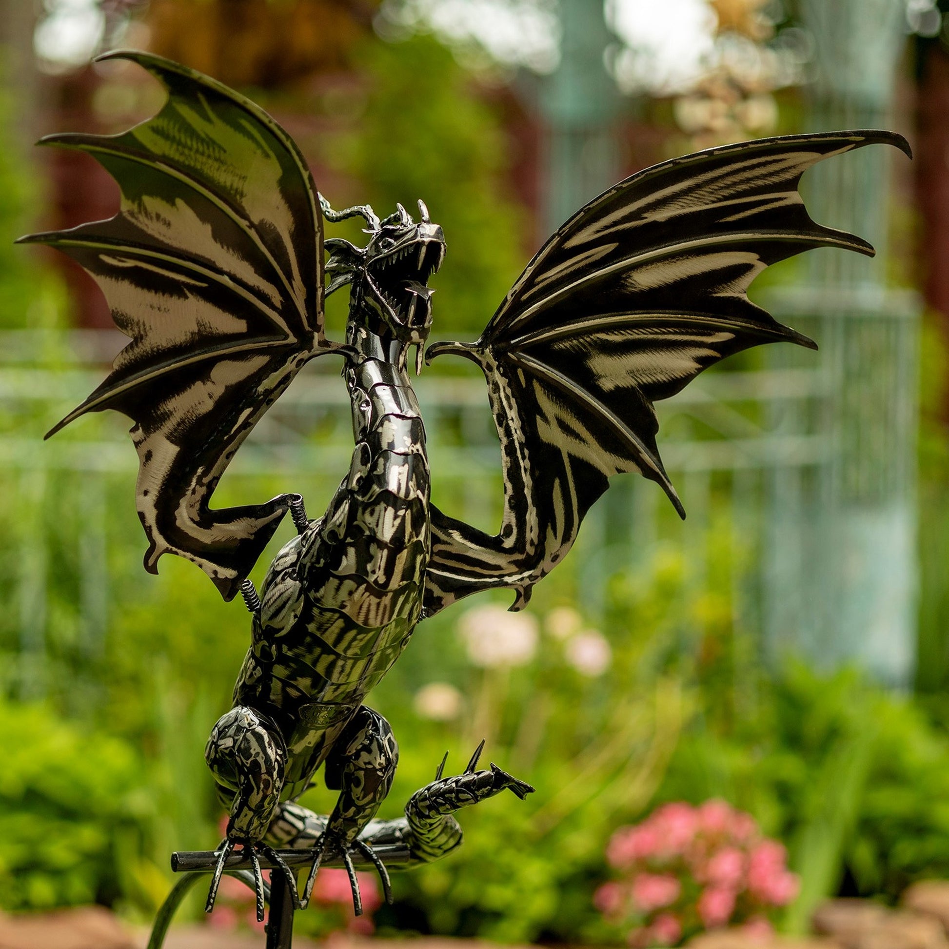 84.75" Tall Iron Dragon Swing Stake "Dayfyre"