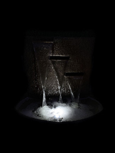 Adobe Spring Fountain With Light Nighttime View of Cast Stone 