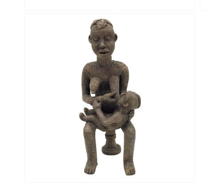 African ethnographic sculpture nursing mother statue