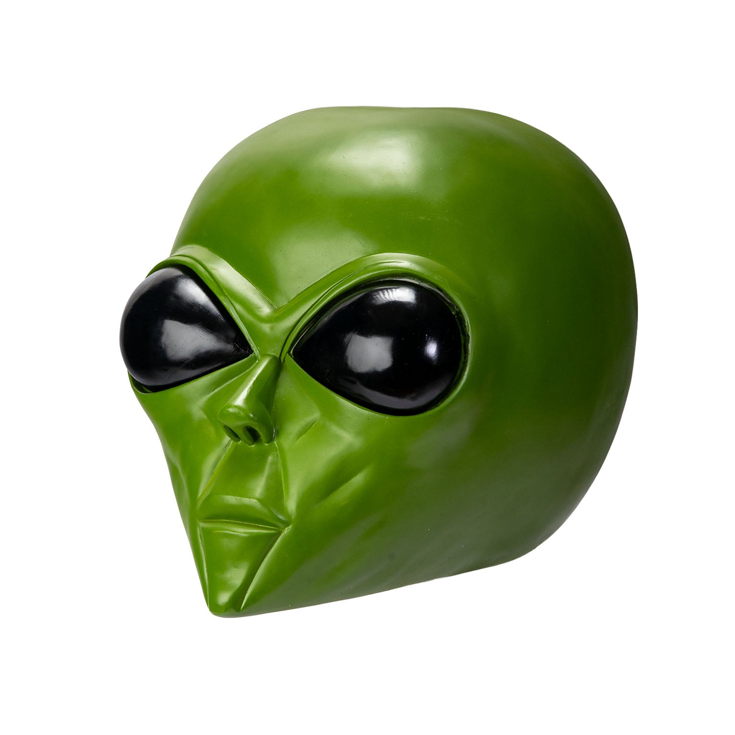 The Visitor Large Alien Head Sculpture extraterrestrial being green large eyes