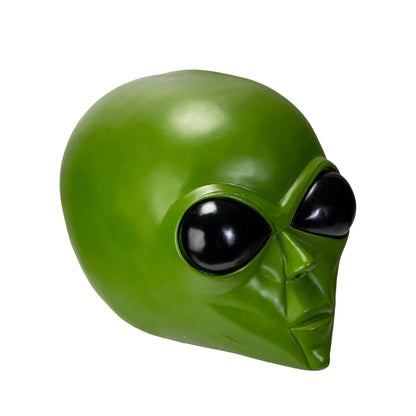 Galactic Sentinel Alien Head Statue extraterrestrial being side view of sculpture