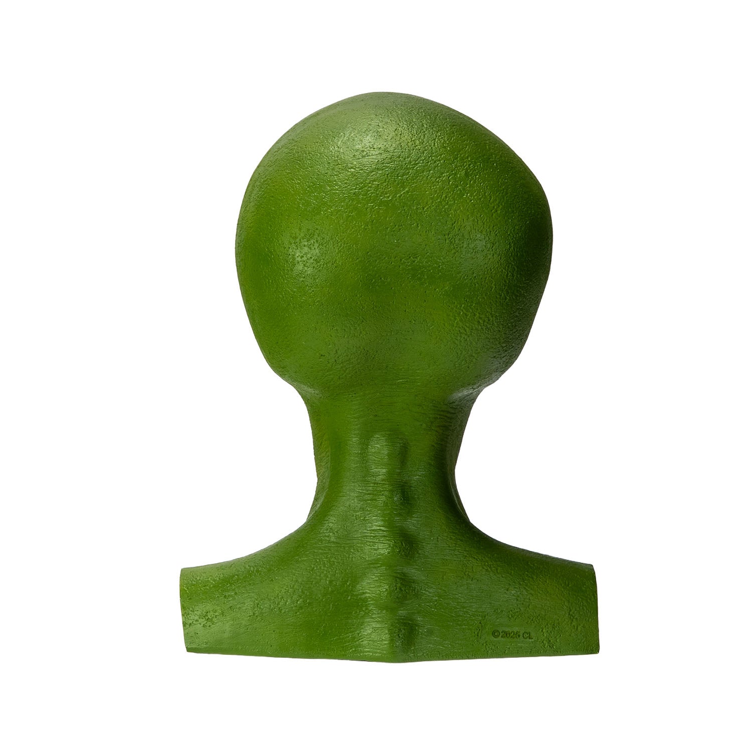 Back of head of alien bust sculpture green extraterrestrial portrait statue