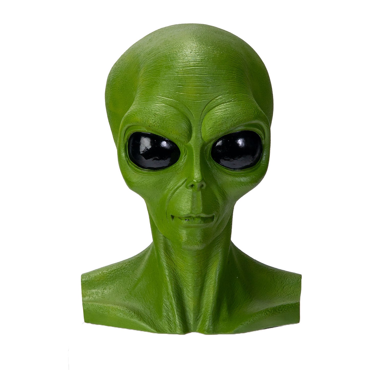 alien bust sculpture green extraterrestrial head large black eyes