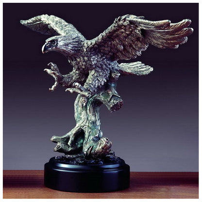 The Eagle with Pewter Overlay Sculpture is a striking three-dimensional symbol of freedom, strength, and achievement