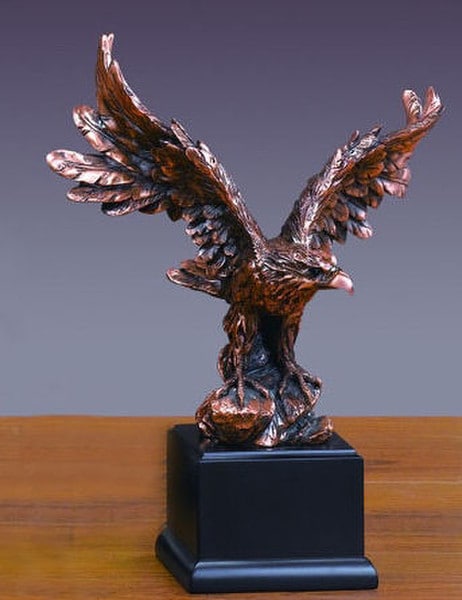 Eagle Sculpture with wings on black base awards gifts statue 