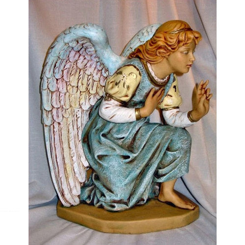 Kneeling Angel in Blue – Fontanini Nativity Sculpture Church Statue 