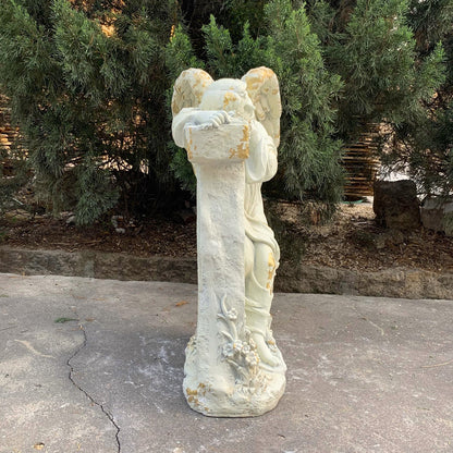 Angel Memorial Statue with “My Soul Finds Rest in God” Scripture side view