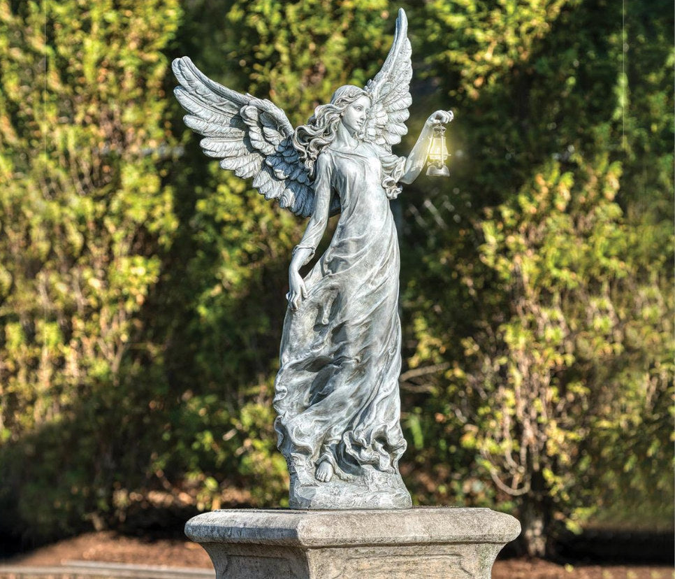 Angel Solar Powered Lighted Lantern Statue 38" High