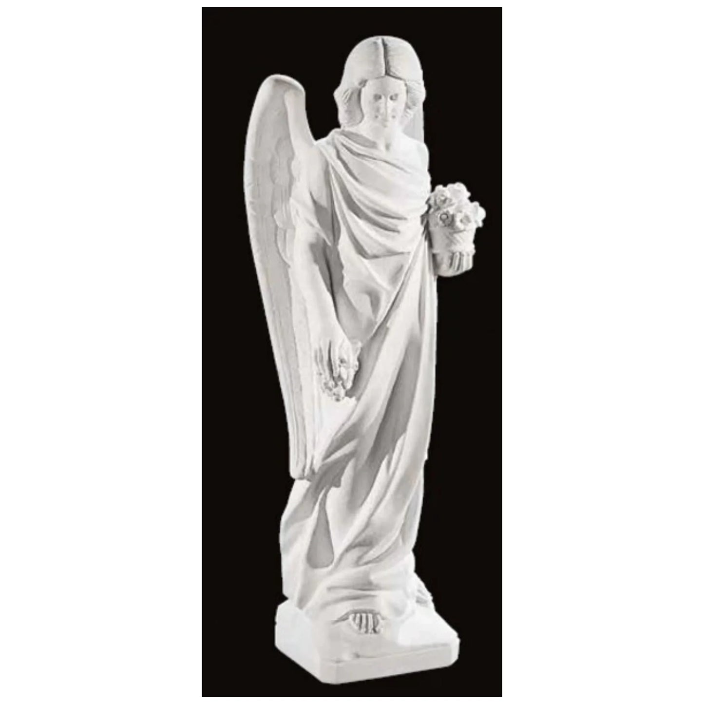 Italian Marble Angel With Flowers 42" High