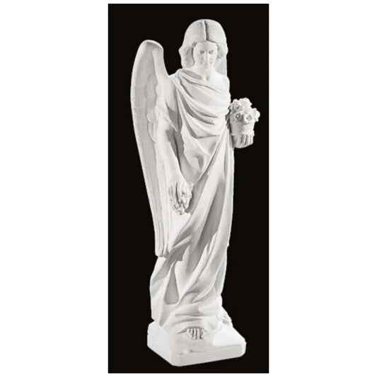 Italian Marble Angel With Flowers 42" High