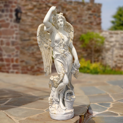 Angel of the Harvest Life-Size Garden Sculpture with Grapes and Fruit Basket Estate Sized