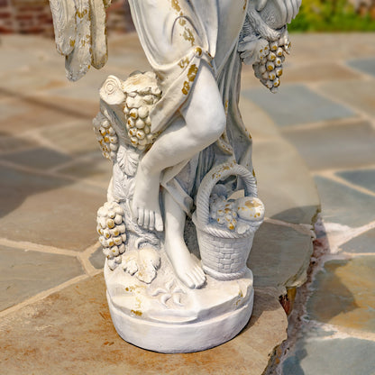 Statue Angel of the Harvest Life-Size Garden Sculpture with Grapes and Fruit Basket Estate Sized view of base
