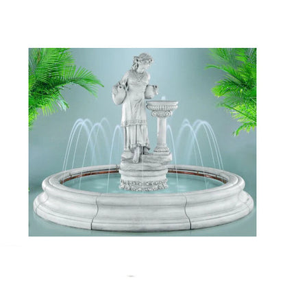 Angela pouring water from her two jugs in Toscana Pool Fountain With Spray Ring