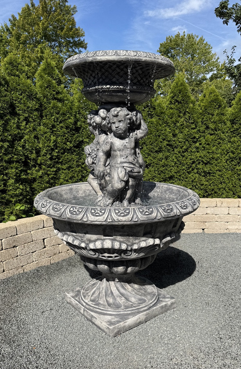 Antique Cherubs with Grapes Garden Fountain Henri Studio Statuary