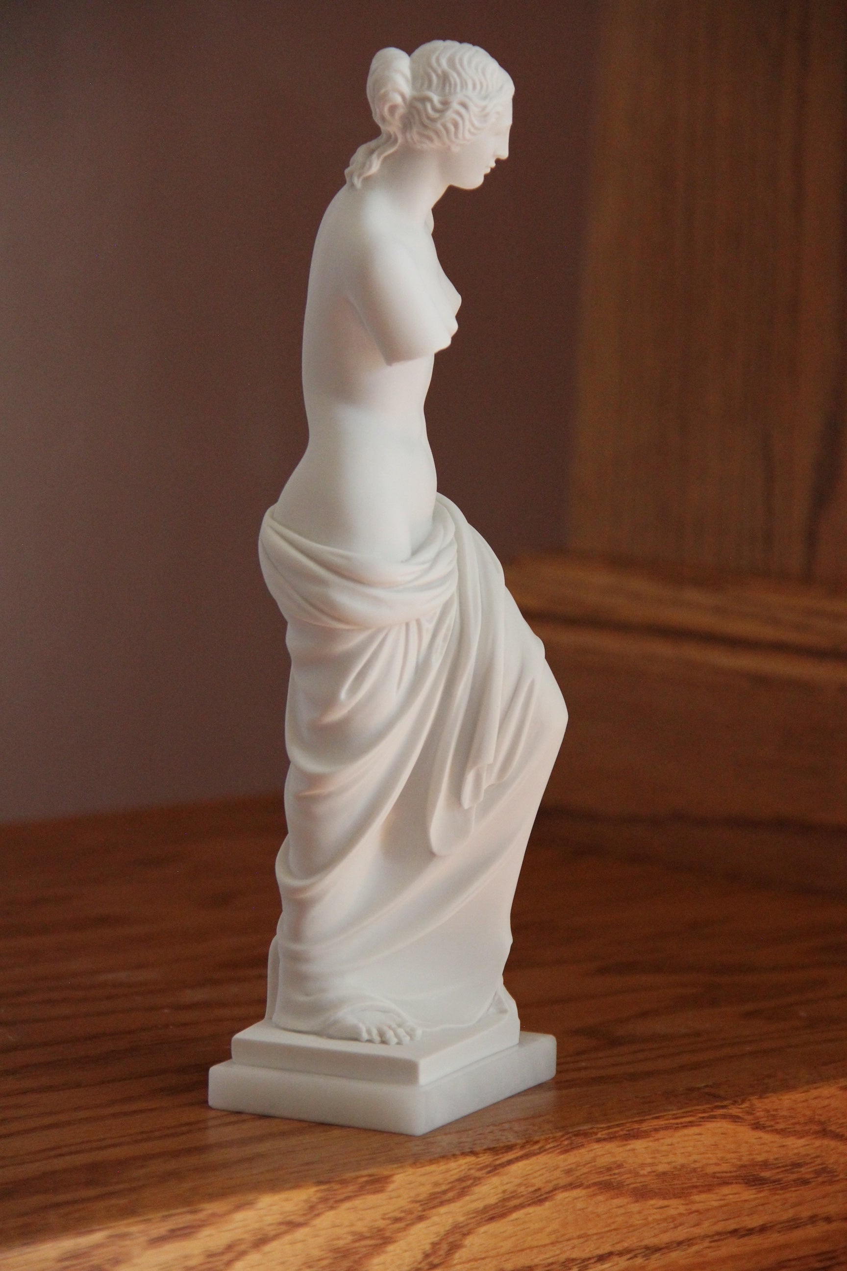 Side view Aphrodite Greek goddess bonded alabaster sculpture