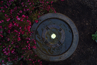 Top view of light Aquarius Garden Cement Fountain with Lighted