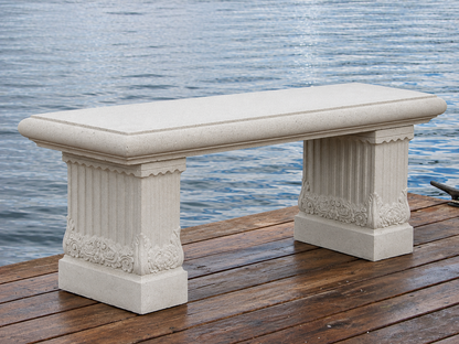 Cast stone bench for memorial and courtyard seating
