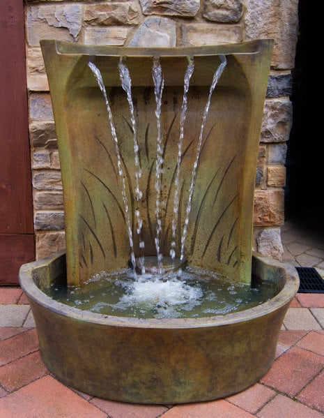 Aria Garden Wall Fountain with Light – Contemporary Outdoor Water Feature