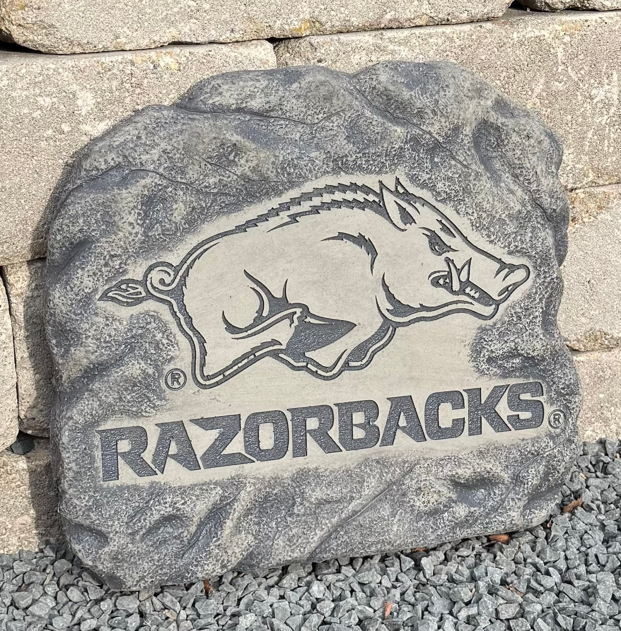 Arkansas Razorback stepping stone cast stone collegiate decoration