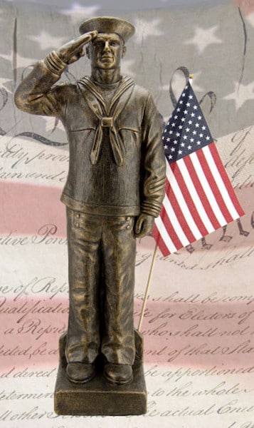 Armed Forces Navy Uniform Soldier Sculpture with American Flag